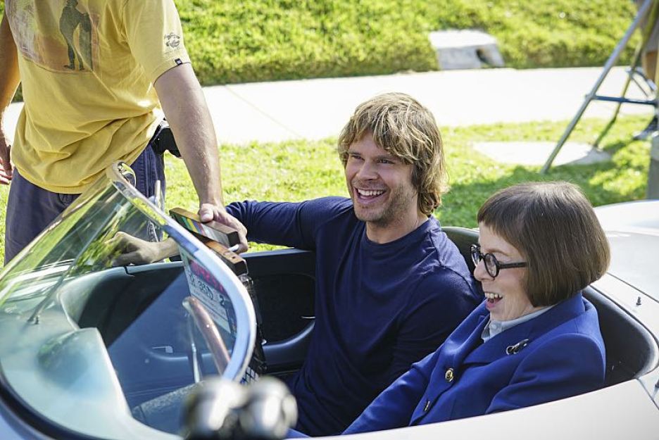 "Sirens" -- Pictured Behind the Scenes: Eric Christian Olsen (LAPD Liaison Marty Deeks) and Linda Hunt (Henrietta "Hetty" Lange). After an unknown female assailant kills two men disguised as Sherriff's deputies in front of Callen's home, the NCIS team gets a new lead in the ongoing mole investigation. Also, Nell visits a prison to interview an inmate withholding information on the department's leak, on NCIS: LOS ANGELES, Sunday, Nov. 27 (8:30-9:30 PM, ET/8:00-9:00 PM, PT), on the CBS Television Network. Photo: Sonja Flemming/CBS ÃÂ©2016 CBS Broadcasting, Inc. All Rights Reserved.